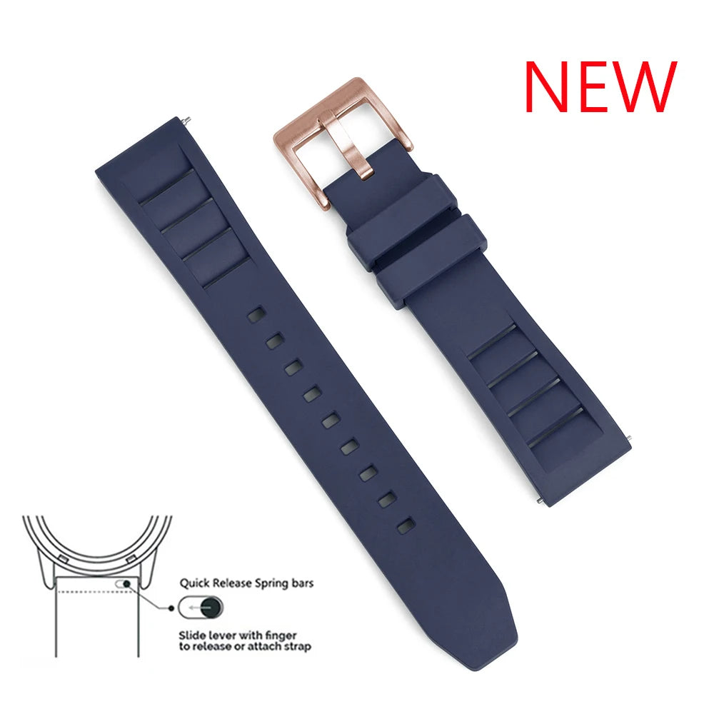 Premium Grade Fluoro Rubber Watch Strap 20mm 22mm For New FKM Watch Bands Diving Bracelet Quick Release Wrist Belt Accessories