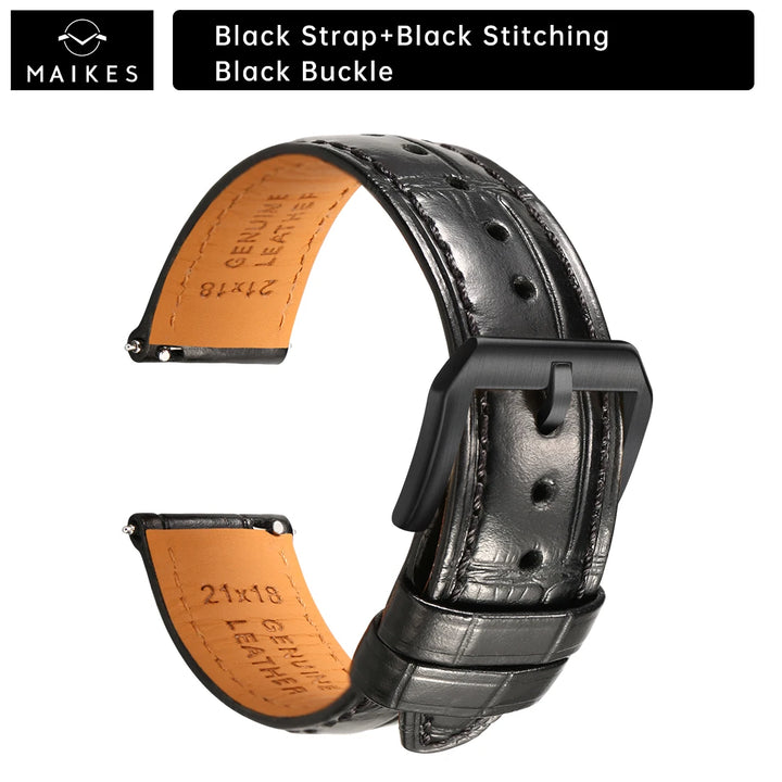 MAIKES Luxury Leather Watch Strap Quick Release Accessories For Rolex Omega IWC Watchbands Green 19mm 20mm 21mm 22mm Watch Band