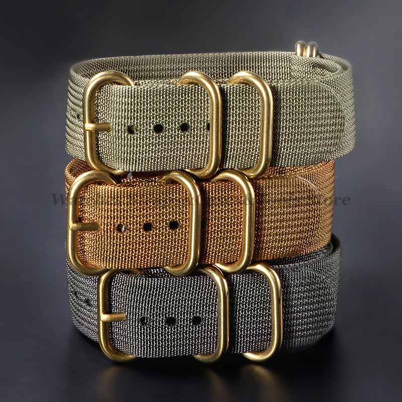 Sailcloth Nylon Watch Strap with Ring Buckle (18–24mm)