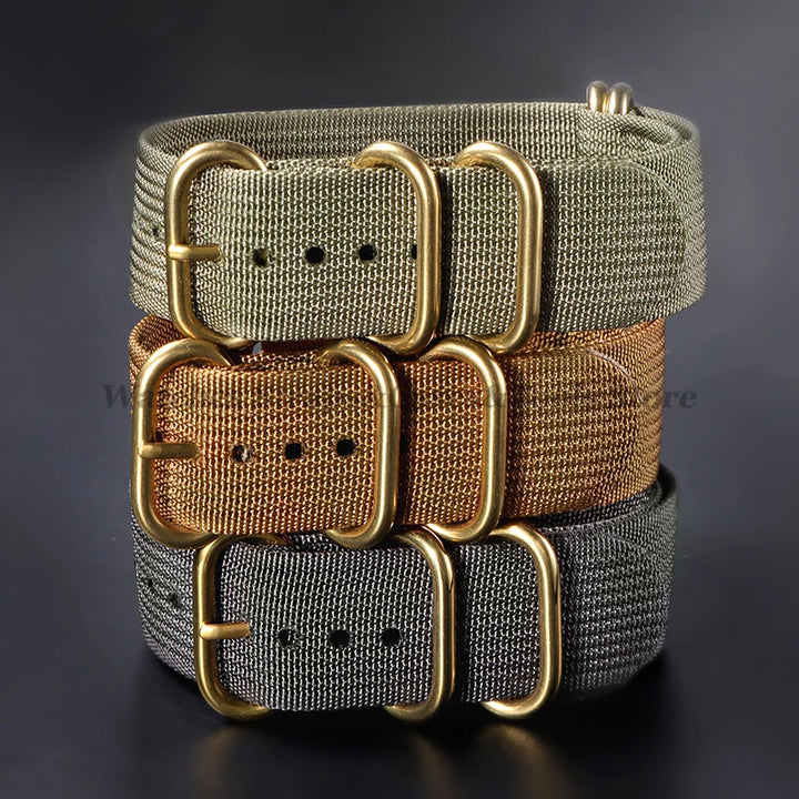 Sailcloth Nylon Watch Strap with Ring Buckle (18–24mm)