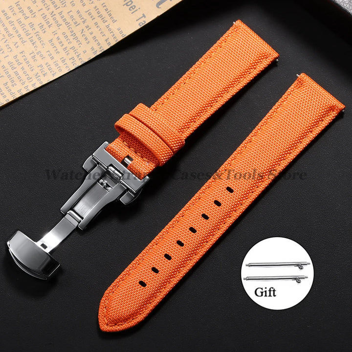 Sailcloth Nylon Watch Strap – 20-22mm Butterfly Buckle