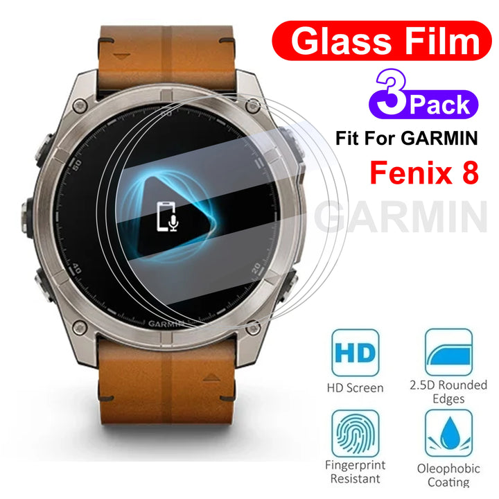 3PCS Tempered Glass Screen Protector – Garmin Fenix 8 (43/47/51mm) Smartwatch