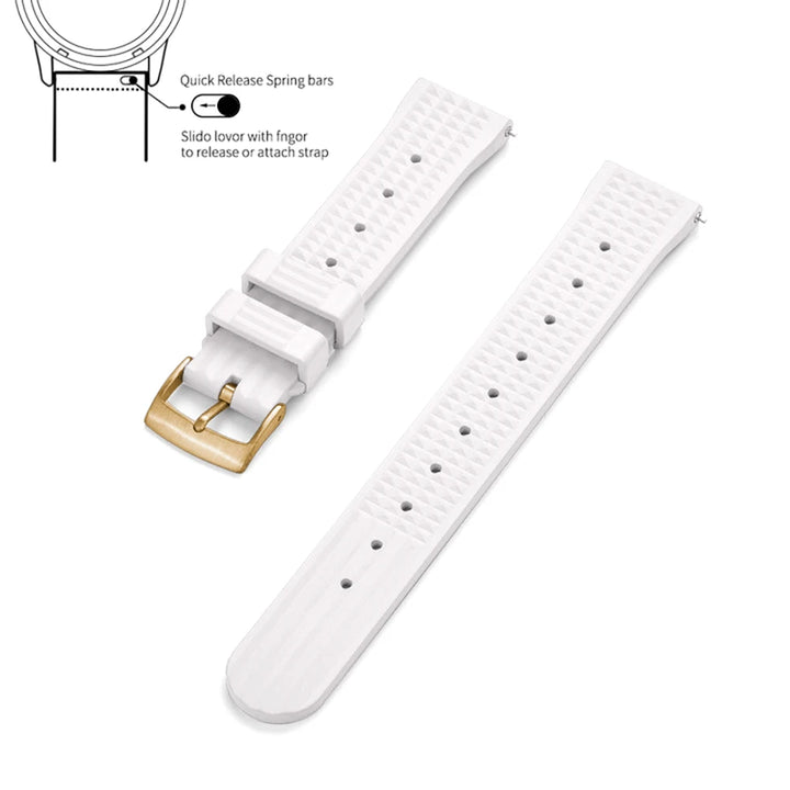 Premium Grade Waffle FKM Watch Band 20mm 22mm Quick Release Fluoro Rubber Waffle Watch Strap For Traditional Diving Watch
