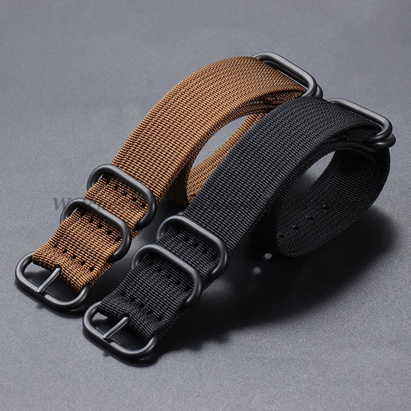 Sailcloth Nylon Watch Strap with Ring Buckle (18–24mm)