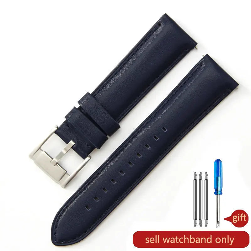 Genuine Leather Watch Strap for Fossil (22/24mm, Dark Blue)
