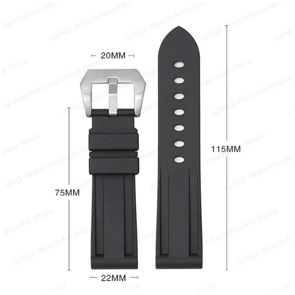 Panerai Silicone Watch Strap – 20–26mm, Waterproof Rubber Band