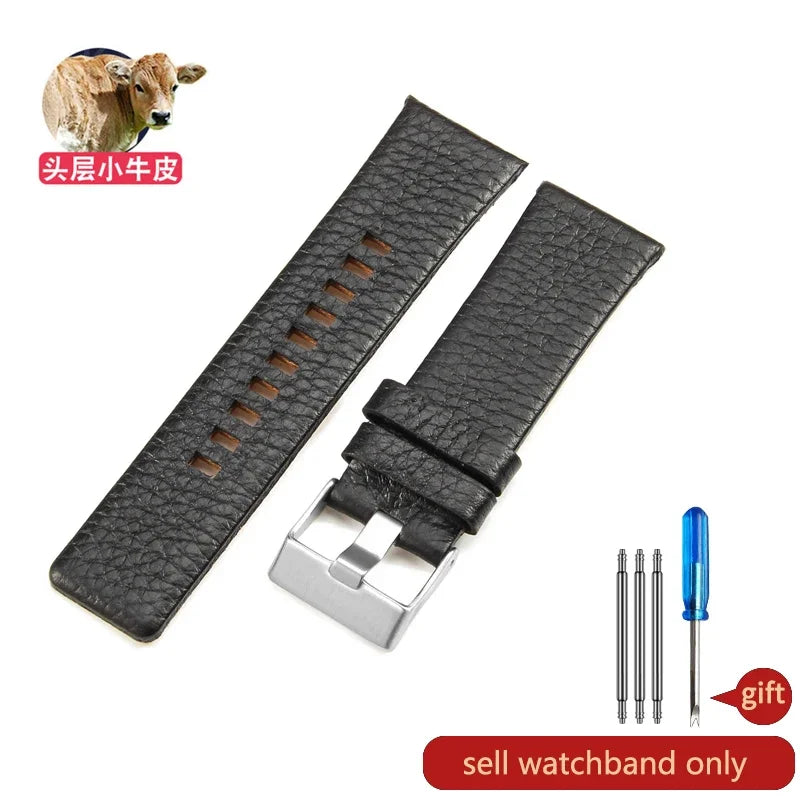 Genuine Leather Diesel Watch Strap 26–28mm (Waterproof Litchi Pattern)