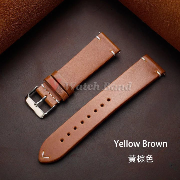 Seiko Vintage Oil Wax Leather Watch Strap – 18–24mm, Butterfly Buckle