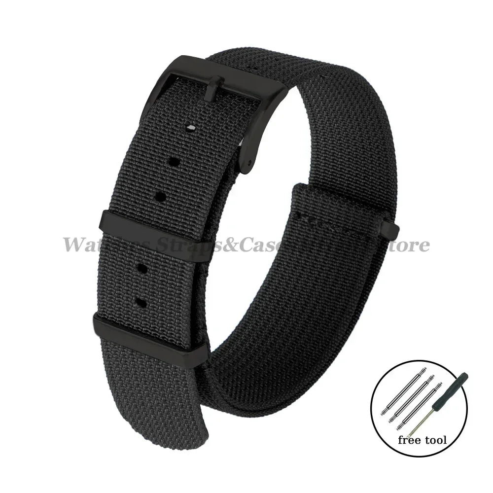 Ribbed Nylon Watch Strap 20/22mm (Military Style)