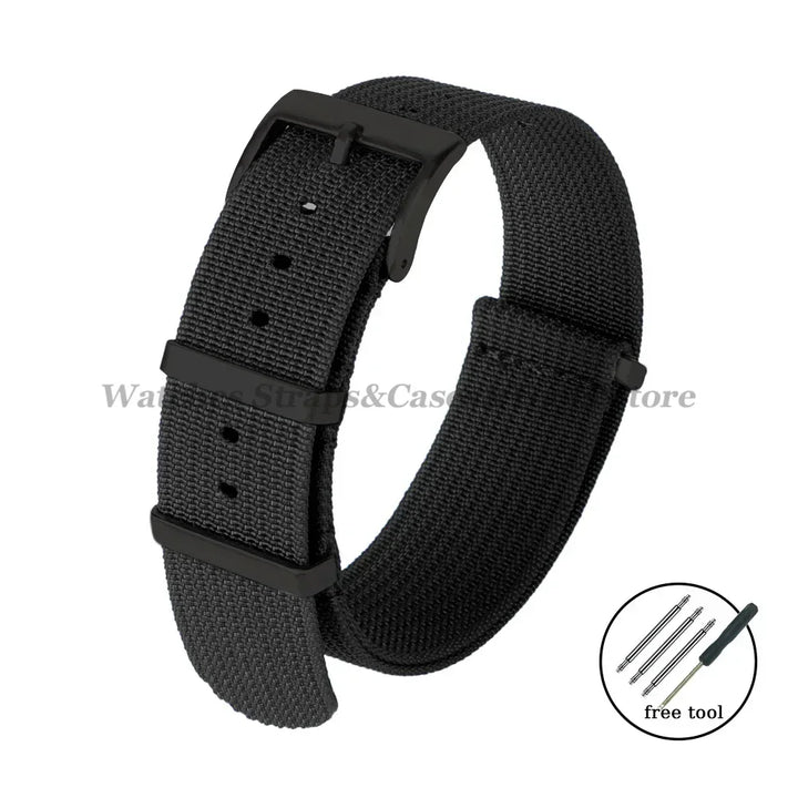 Ribbed Nylon Watch Strap 20/22mm (Military Style)