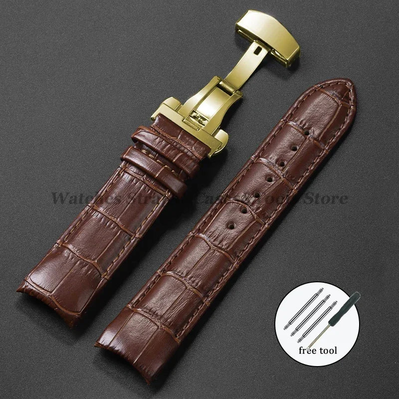 Calfskin Strap For Tissot T035 627/407/617 Genuine Leather Watch Band 22mm 23mm 24mm Butterfly Buckle Men Curved End Replacement