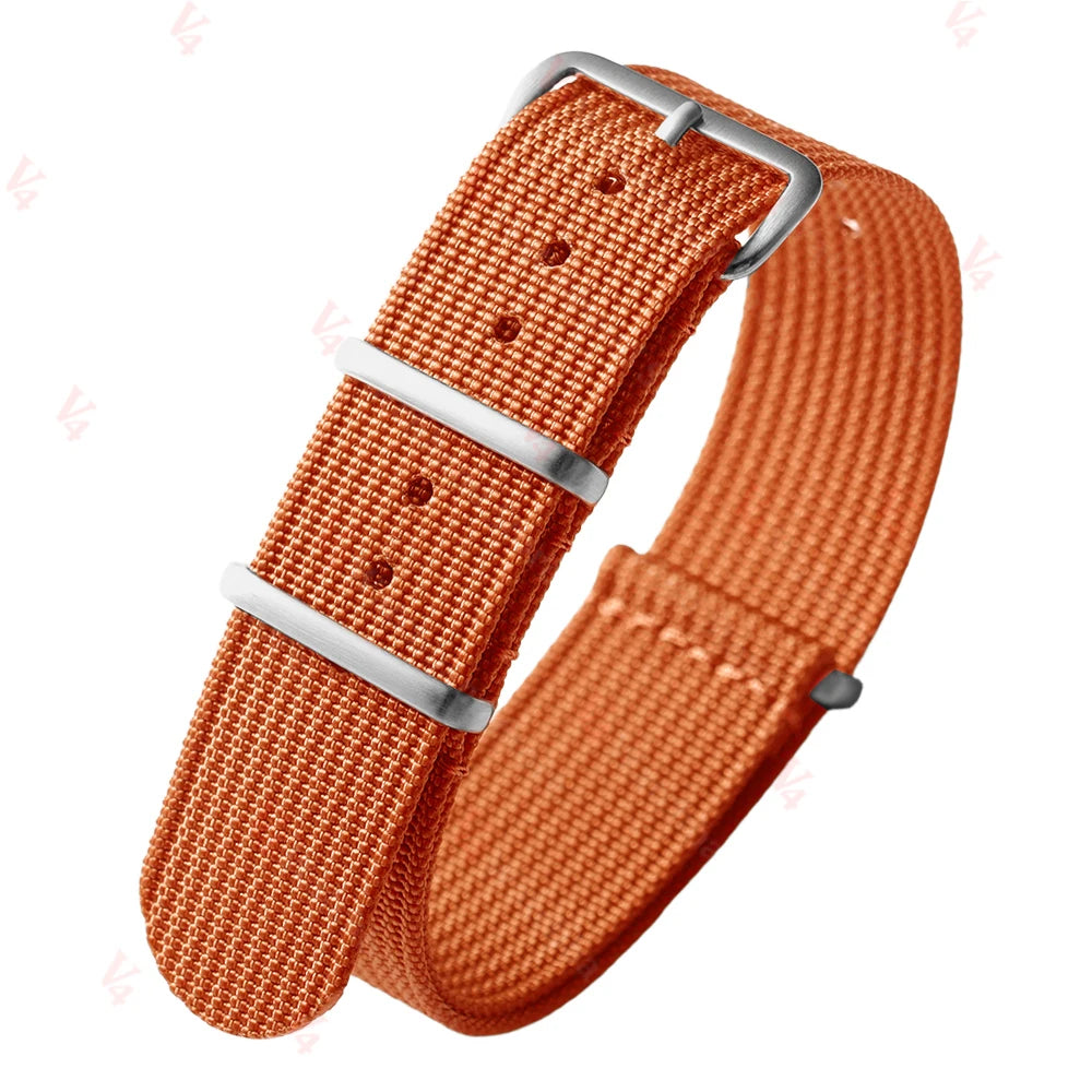 Ribbed Nylon Watch Band 18–22mm (Military Style)