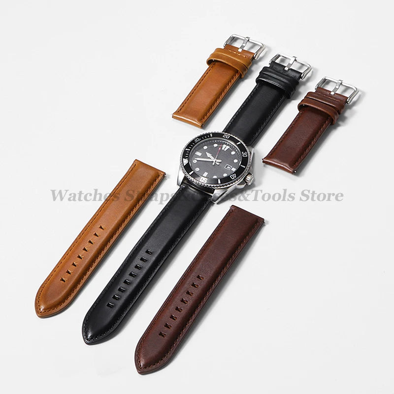 Vintage Cowhide Leather Watch Strap 18–26mm Quick Release – Universal