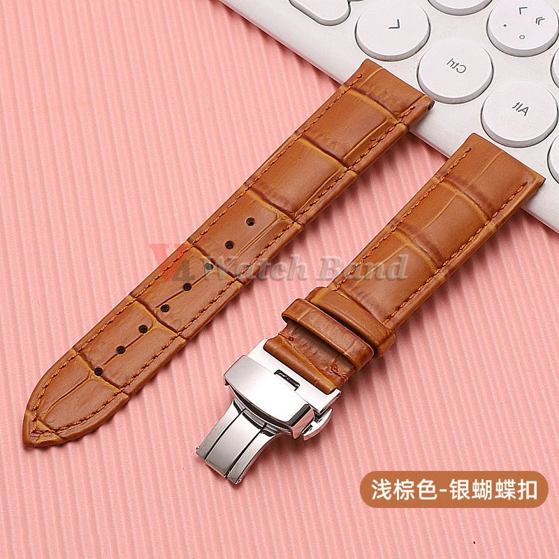Quick Release Leather Watchband for Omega Business Watch Band for Seiko Butterfly 24mm 22mm 20mm 18mm Buckle Black Brown Strap