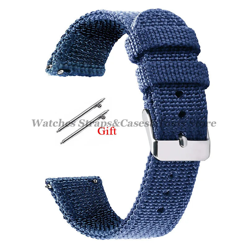 18mm 20mm 22mm 24mm Nylon Canvas Watchband Woven Soft Universal Bracelet for Seiko for Huawei Watch Men Women Quick Release Band