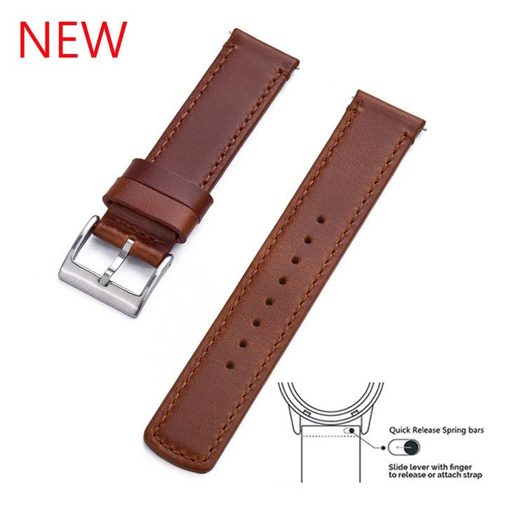 NATOBELT High Quality Leather Watch Strap 20mm 22mm Quick Release Leather Watch Band Strap Replacement Belt For Men Women