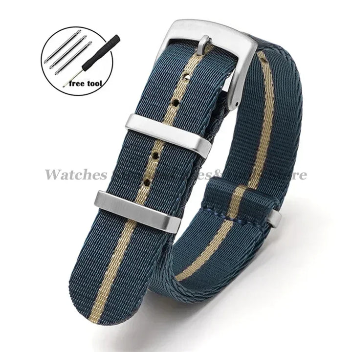 Nylon Watch Strap for Omega 007 for Seamaster 300 Canvas Watchband 18mm 20mm 22mm 24mm for Seiko Men Sport Bracelet Wrist Band