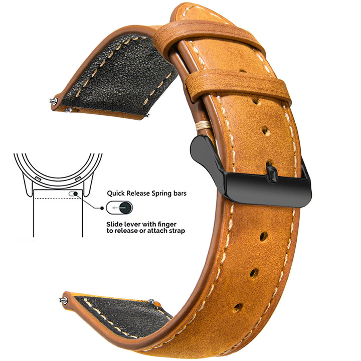Wax Vintage Leather Watch Strap 14–24mm