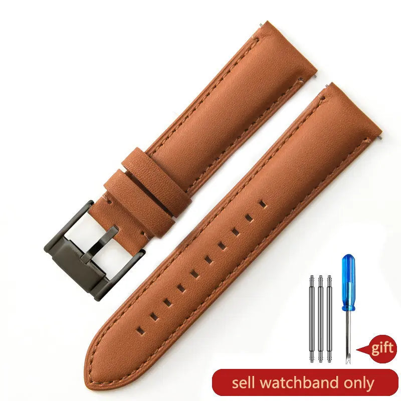 Genuine Leather Watch Strap for Fossil (22/24mm, Dark Blue)