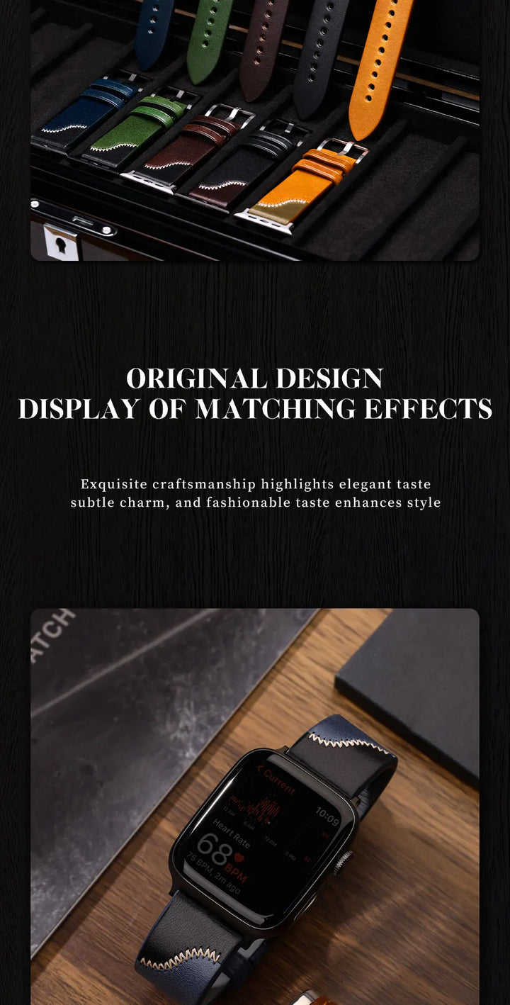 Bicolor Leather Apple Watch Band Series 10 & Ultra 41–49mm – MAIKES
