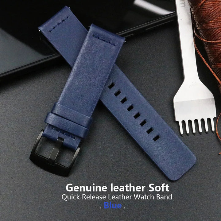 New Genuine Leather Quick Release Watch Band 18–24mm (Vintage Handmade)