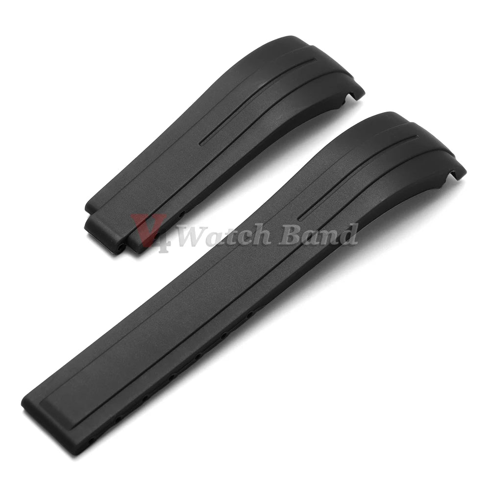Curved End Rubber Watch Strap 20mm 21mm 22mm for Rolex for Water Ghost Waterproof Silicone Wrist Band Folding Buckle Bracelet