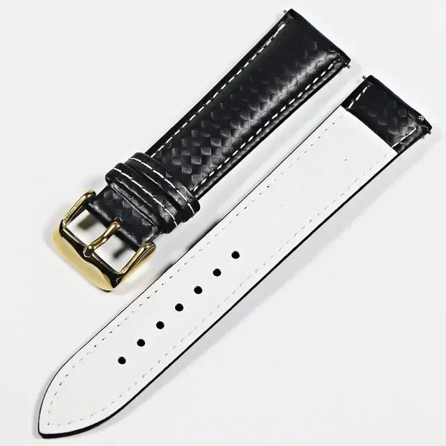 Genuine leather bracelet Carbonfiber grain Watchband 18mm 20mm Red Orange stitching watch band 20mm 22mm watch strap