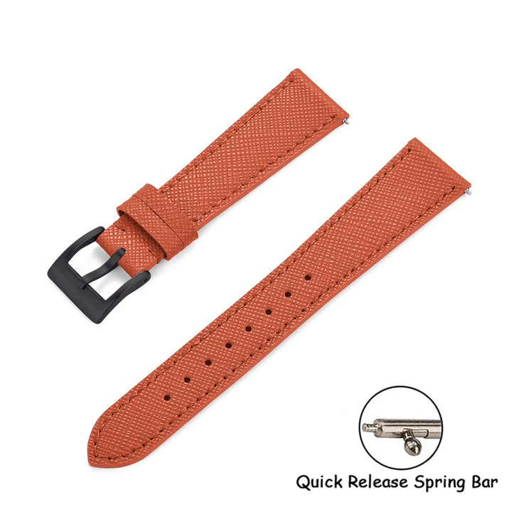 Quick Release Saffiano Leather Watch Strap – 18-24mm Universal