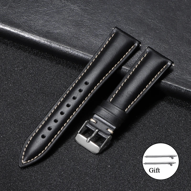 Vintage Oil Wax Leather Watch Strap – Brown Cowhide (18-22mm)