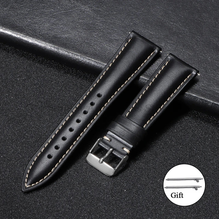 Vintage Oil Wax Leather Watch Strap – Brown Cowhide (18-22mm)