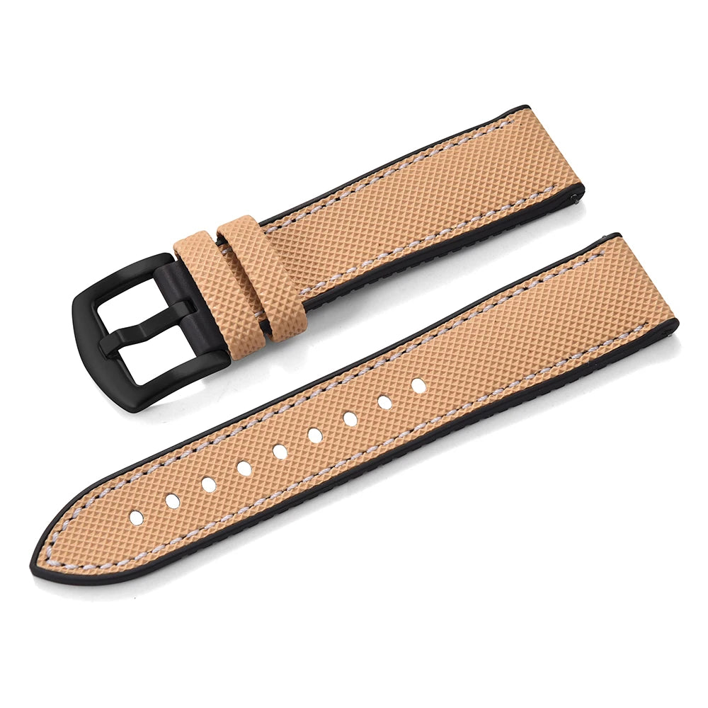 For Longine Seiko Water Ghost Hamilton Series Nylon FKM Rubber Bottom Watch Strap 18-20-22-24mm Strap Soft Waterproof Wrist Band