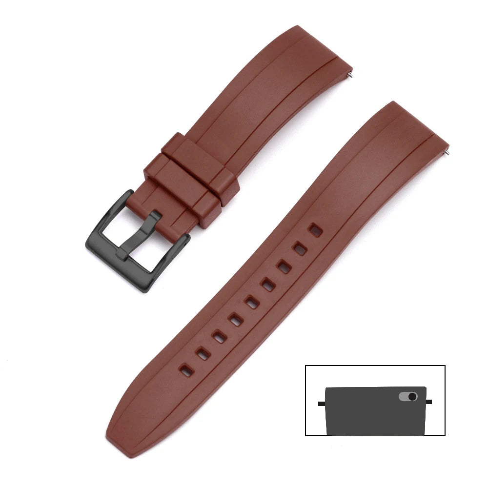 Universal FKM Rubber Watch Strap – 20–24mm Waterproof Sport Band for Rolex, Omega, Armani & Seiko