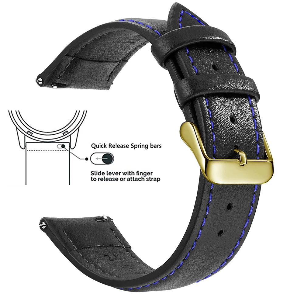 Samco Genuine Leather Watch Band 18–22mm (Quick Release)