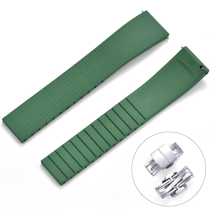 JUELONG CTS Fluororubber Watch Strap 18mm 19mm 20mm 22mm New Quick Release Butterfly Buckle Watch Band FKM Strap For Cut To Size