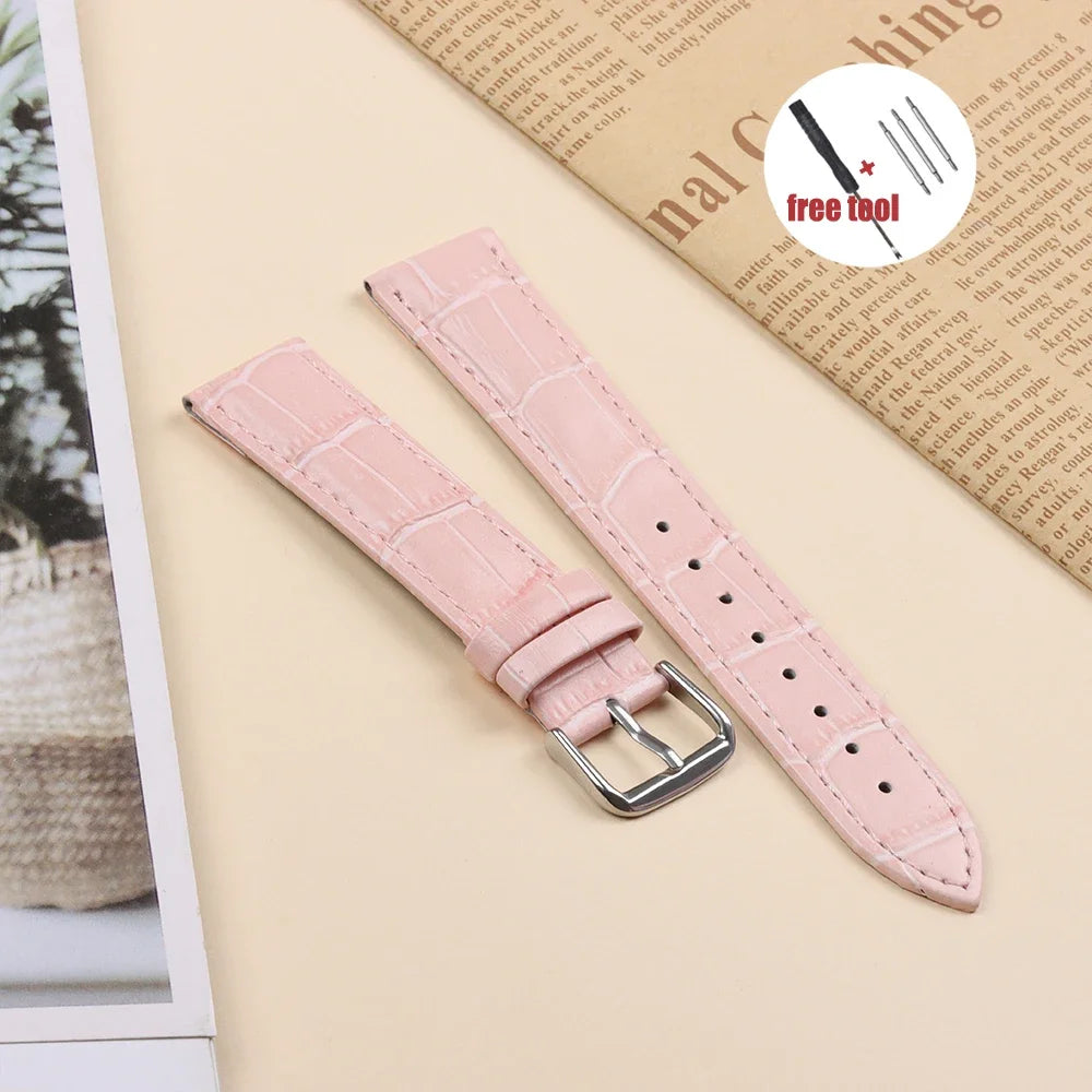 Watch Band Crocodile Pattern Leather Strap 16mm 18mm 20mm 22mm 23mm 24mm Women Mens Replacement Universal Bracelet