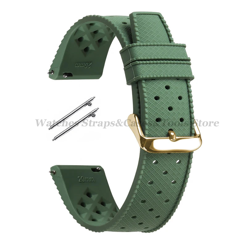 Tropical Silicone Watch Band Quick Release Strap 18mm 20mm 22mm for Oris for Seiko for Citizen Rubber Tropic Smart Watch Straps