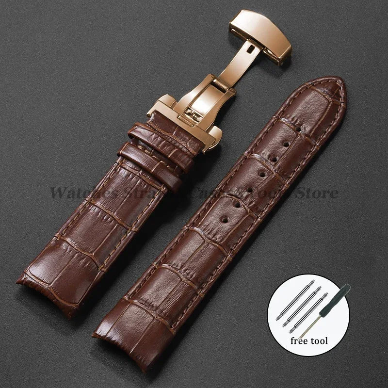 Calfskin Strap For Tissot T035 627/407/617 Genuine Leather Watch Band 22mm 23mm 24mm Butterfly Buckle Men Curved End Replacement