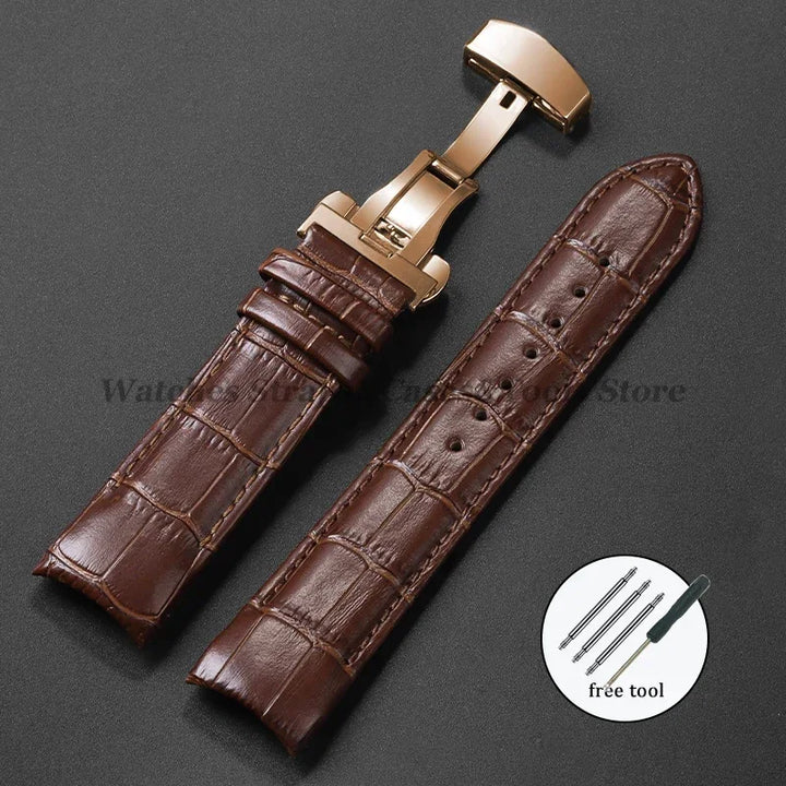 Calfskin Strap For Tissot T035 627/407/617 Genuine Leather Watch Band 22mm 23mm 24mm Butterfly Buckle Men Curved End Replacement