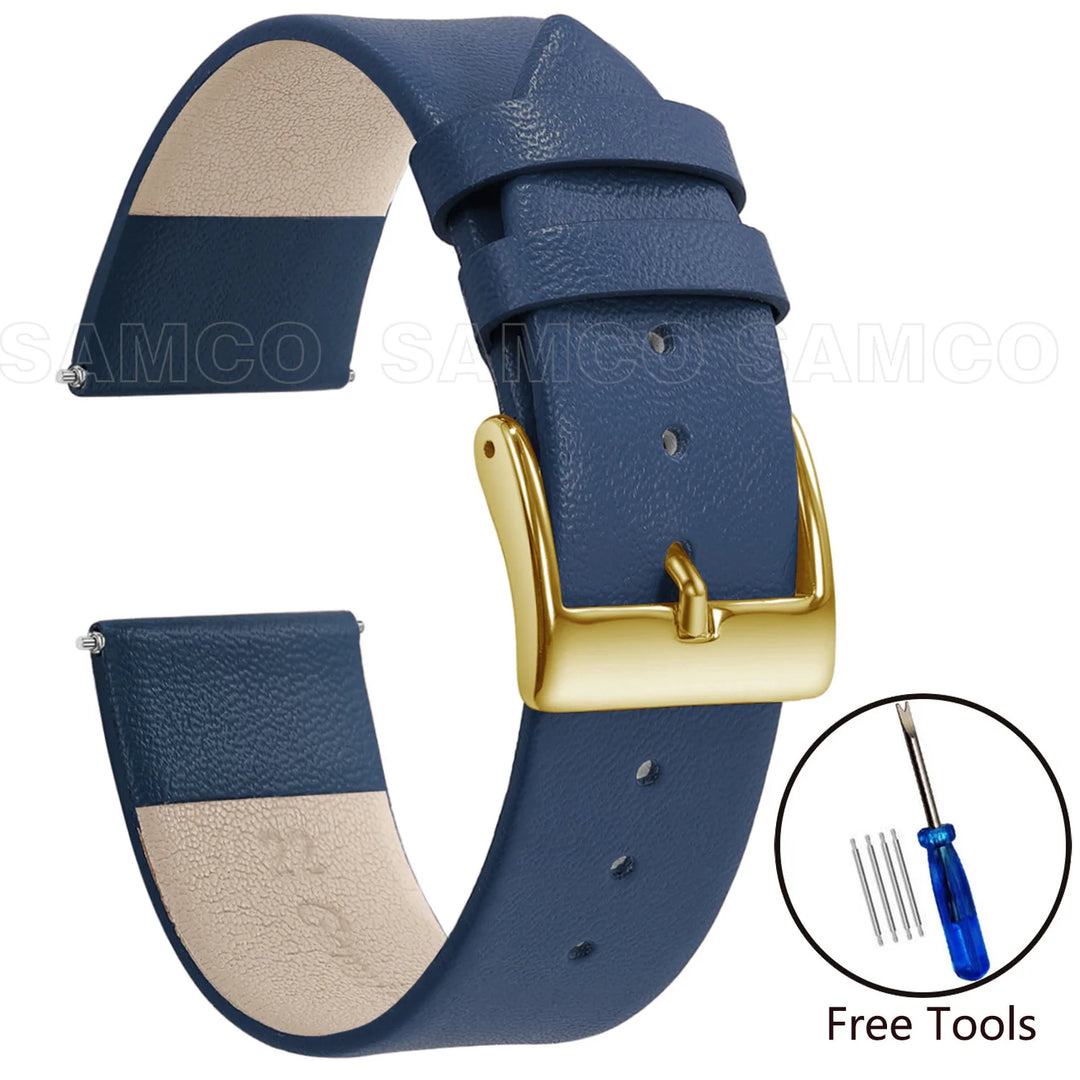 Genuine Leather Minimalist Thin Elegant Apple Watch Band 12–22mm (Soft Wrist Bracelet)