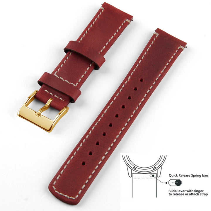 Top Grain Genuine Leather Quick Release Watch Band 20–22mm for Samsung Galaxy Watch