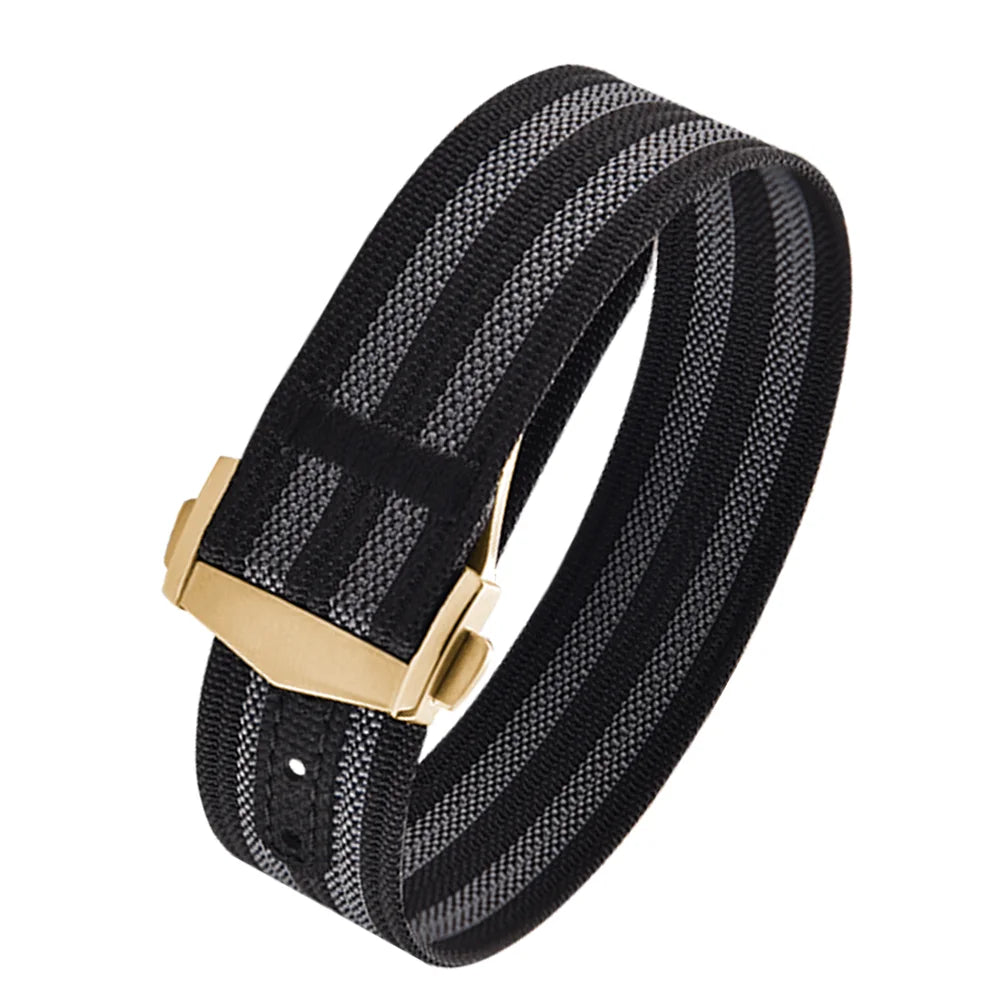 JUELONG Canvas Sailcloth Watch Strap 18mm 20mm 22mm Rubber Hole Sport Waterproof Folding Buckle Watchband For Omega Swatch Moon