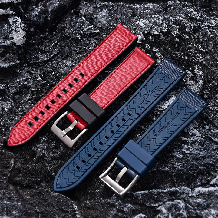 FKM Rubber Strap 20mm22mm Leather Qucik Release Watch Band Universal Women Men Watch Accessories for Omega Seiko Sports Bracelet