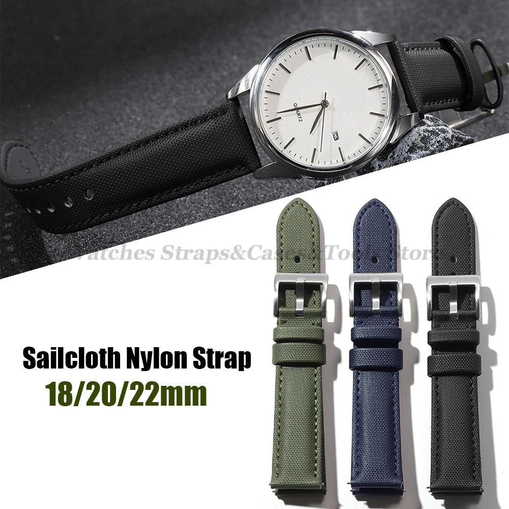 Sailcloth Nylon Watch Band 18mm 20mm 22mm for Huawei Watch Gt4 46mm Waterproof Fabric Watch Strap for Seiko Quick Release Belts