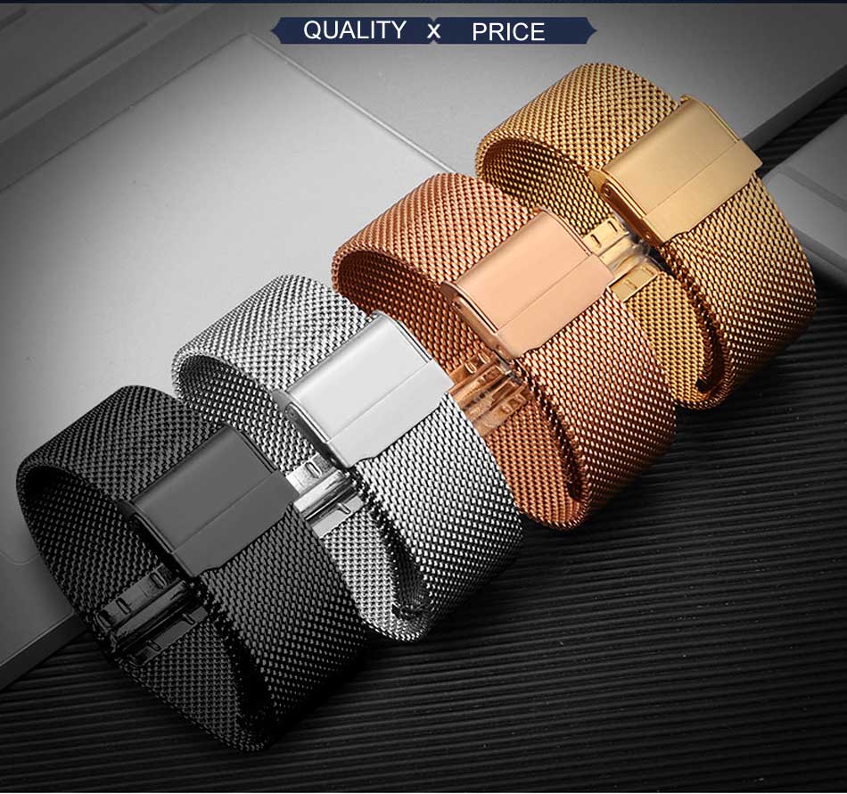 Universal Milanese Stainless Steel Watch Strap (12–24mm)