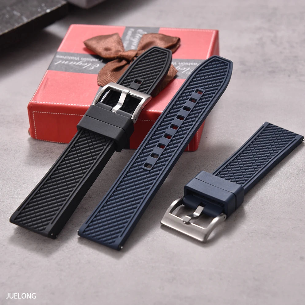 HAISCH Bullet-Shaped FKM Rubber Watch Strap – 18-24mm, Quick Release, Waterproof