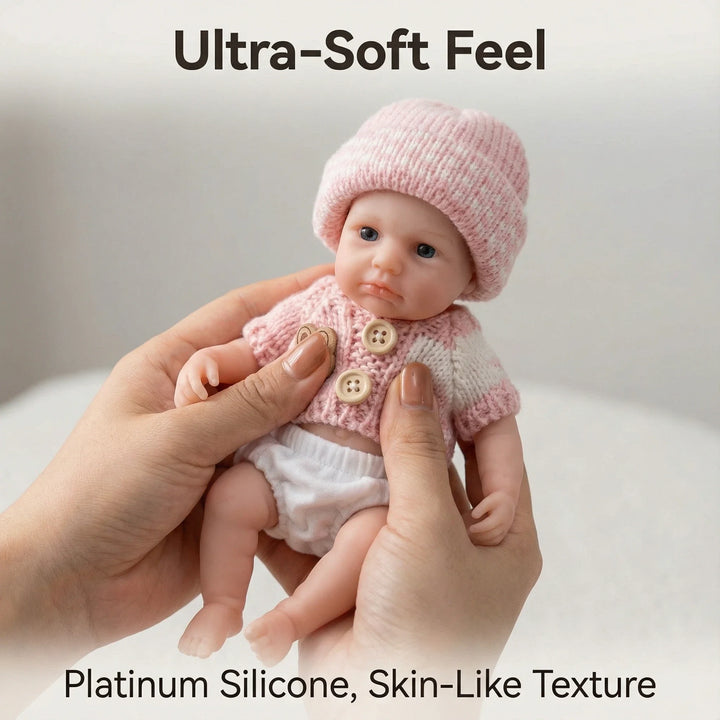 NPK 8inch Awake Loulou Solid Silicone Baby Doll Soft Squishy Elastic Weighted Platinum Silicone Toy 320 Grams