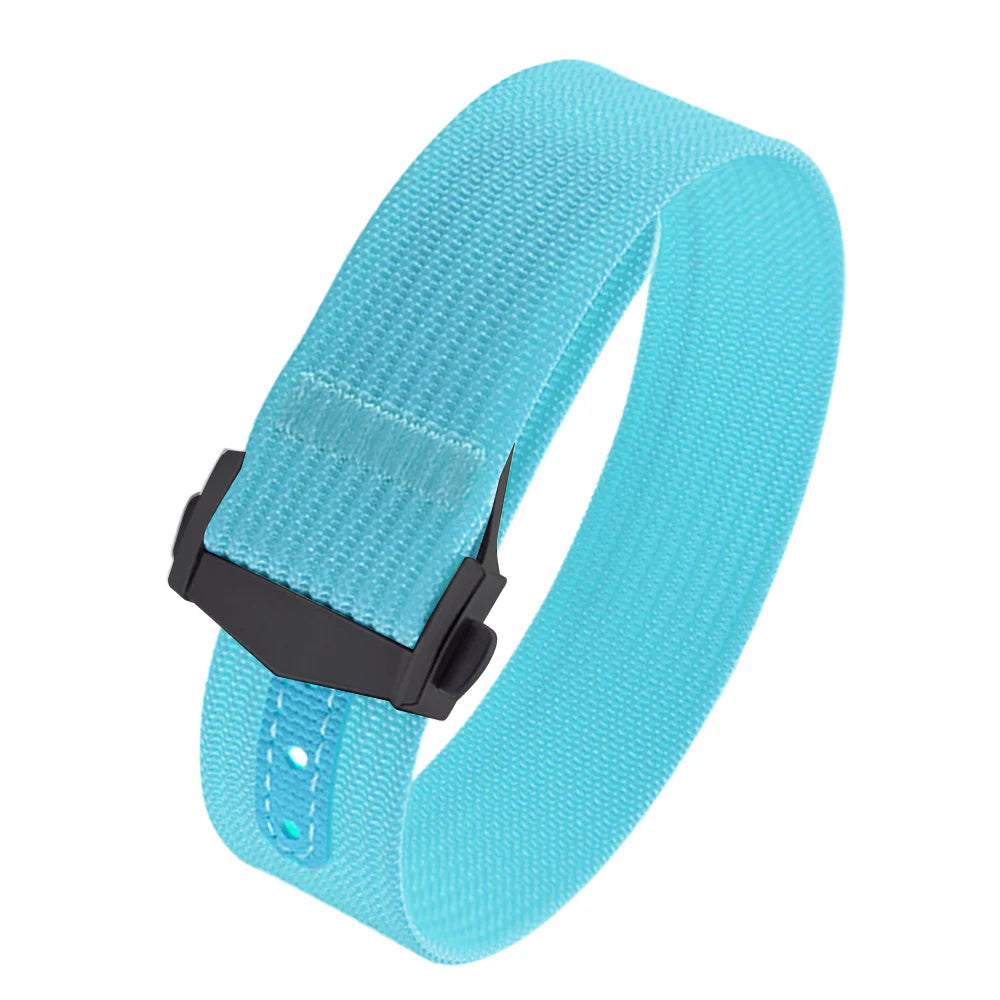 JUELONG Canvas Sailcloth Watch Strap 18mm 20mm 22mm Rubber Hole Sport Waterproof Folding Buckle Watchband For Omega Swatch Moon