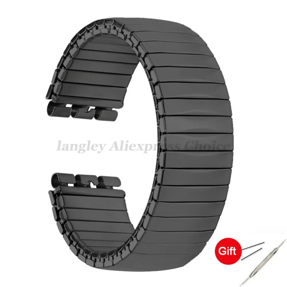 Elastic Metal Stretch Watch Band for Swatch – 17/20mm Stainless Steel