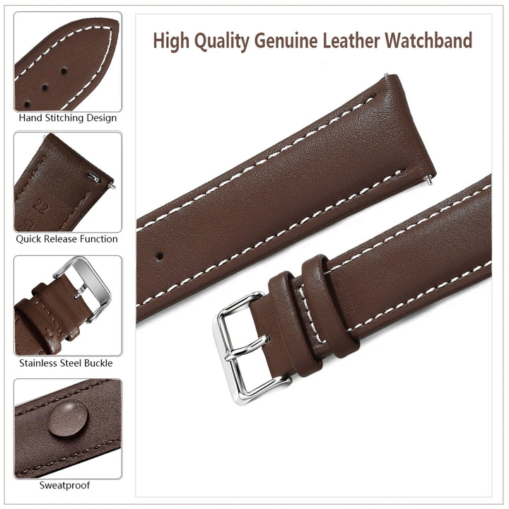 Samco Genuine Leather Watch Band 18–22mm (Quick Release)