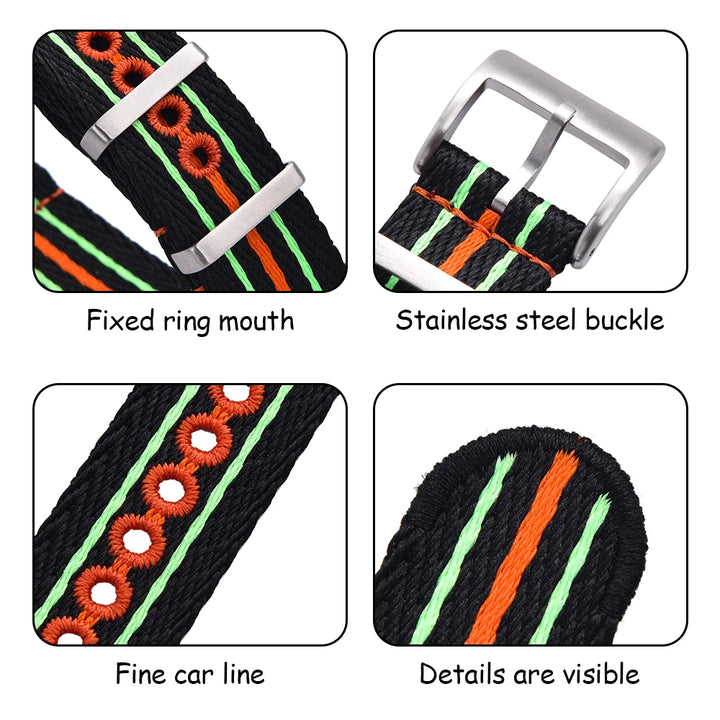 NATOBEL Embroidery Recycled Nylon Sailcloth Strap 20mm 22mm Luminous Recycled Nylon Watchband For Scuba Fifty Series Watches